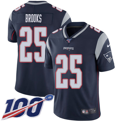 Nike Patriots #25 Terrence Brooks Navy Blue Team Color Youth Stitched NFL 100th Season Vapor Untouchable Limited Jersey